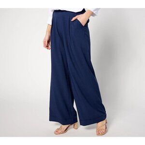 BEAUTIFUL by Lawrence Zarian Regular Pull-On Wide Leg Pant Navy,2X
